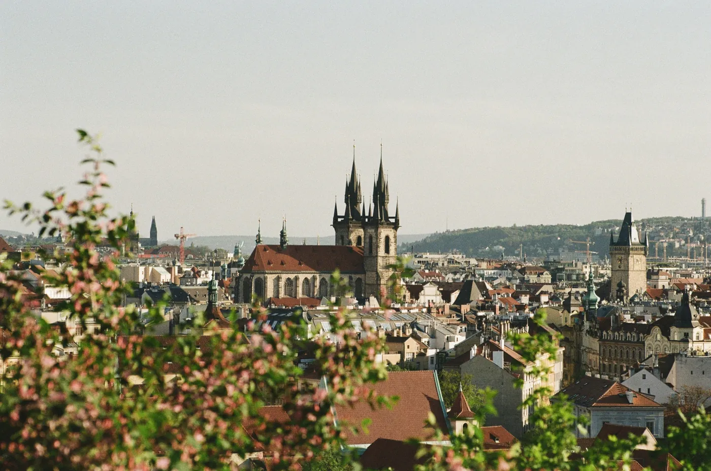 Blick über die Dächer der Altstadt auf die Türme der Teynkirche